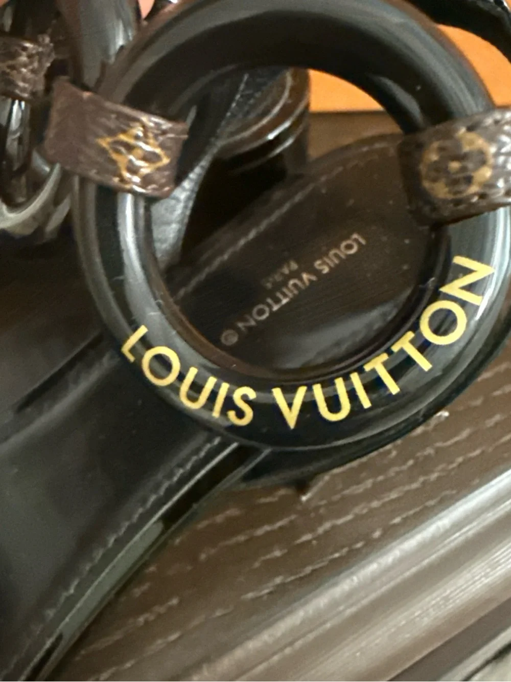 Louis Vuitton Black Patent & Monogram Link Sandals
